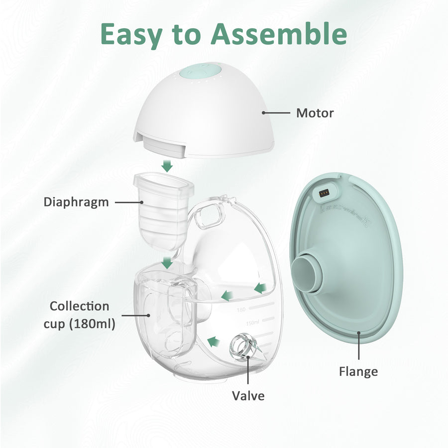 BabyReu W2 - Single Bundle - Heating Flange wearable Breast pump