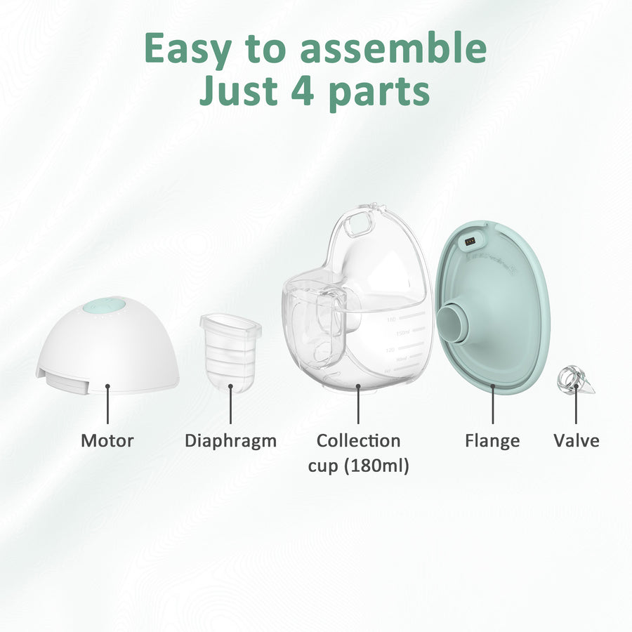 BabyReu W2 - Single Bundle - Heating Flange wearable Breast pump