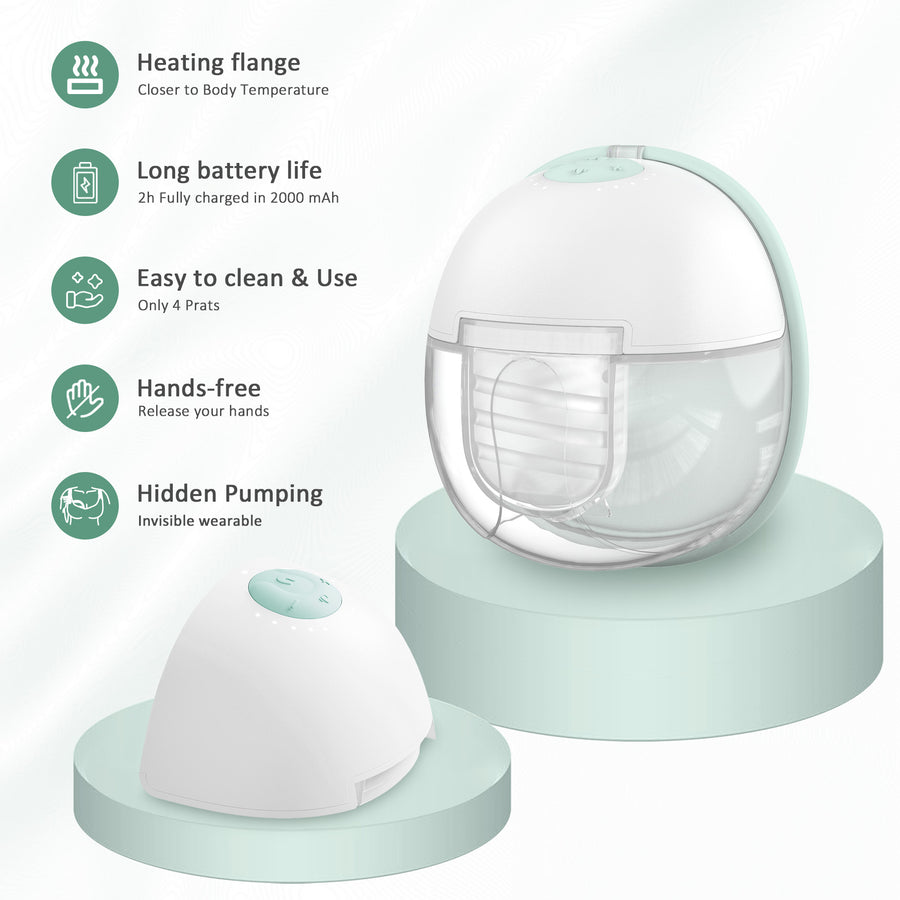 BabyReu W2 - Single Bundle - Heating Flange wearable Breast pump